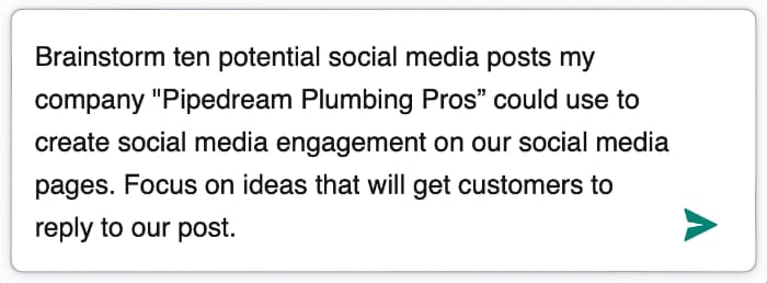 GrammarlyGO Social Media Prompt Edit A screenshot of the prompt being edited in GrammarlyGO to improve our social media ideas