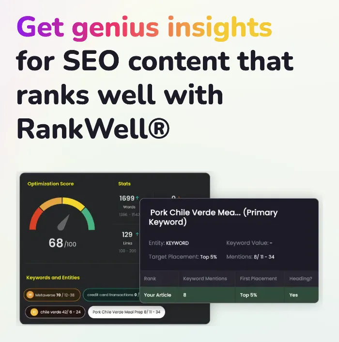 A screenshot of the Content at Scale RankWell SEO scoring for content being creating with Content Producer