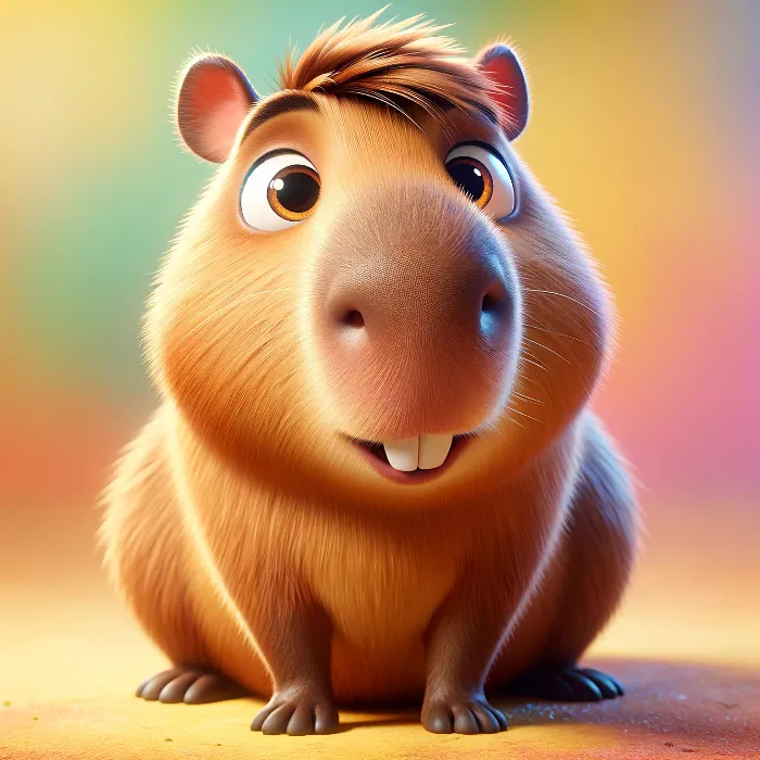 A Capybara Transformed Into A Pixar Charecter A DALLE-3 generated image of a capybara illustrated as a Pixar character