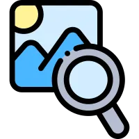 An icon of a picture with a magnifying glass