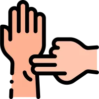 An icon of a hand checking the pulse on an arm